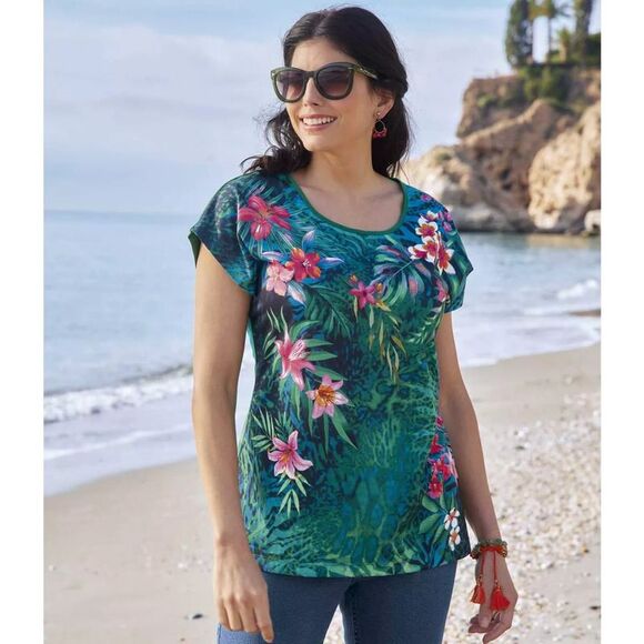 Atlas for Women Womens/Ladies Tropical T-Shirt / Green - Picture 2 of 2
